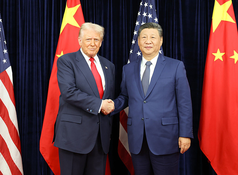 習(xí)近平同美國總統(tǒng)特朗普在釜山舉行會晤